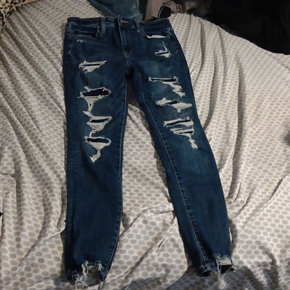 American Eagle Super High Rise Jeggings Size 8 Dark Blue